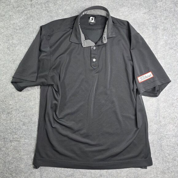 FootJoy Titleist Golf Polo Shirt Mens Large Black Short Sleeve Performance - Picture 1 of 7